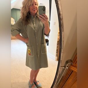 Gucci Gingham Embroidered Cotton Oversized Shirtdress or Tunic Size 38